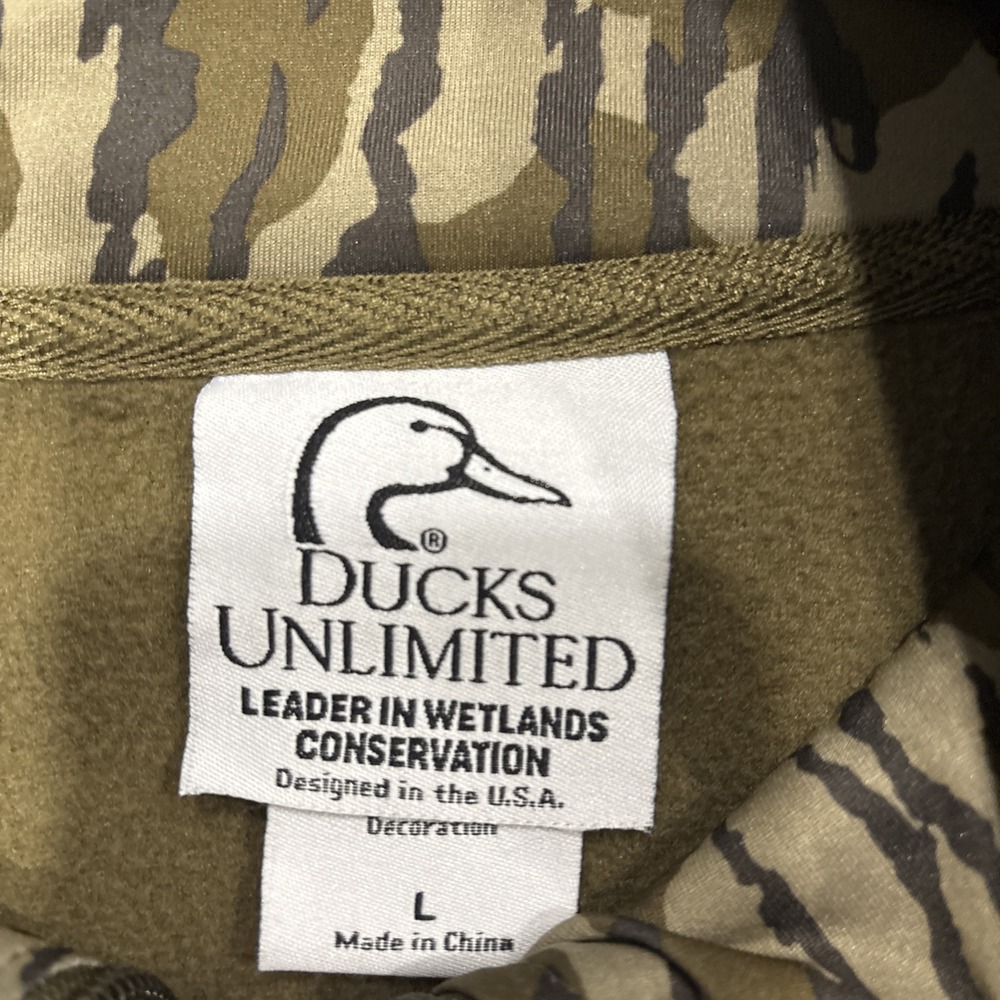 Ducks Unlimited Fleece Jacket Full Zip Olive Green Camo Collar Mens Size Large - Picture 5 of 6